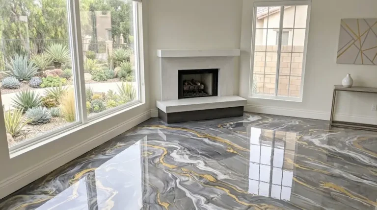 epoxy flooring metallic finish in huntington beach, ca