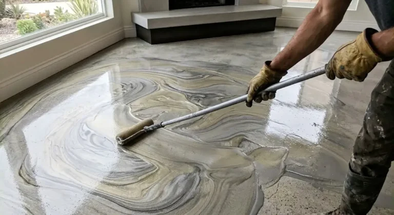 epoxy flooring metallic roller in huntington beach, ca